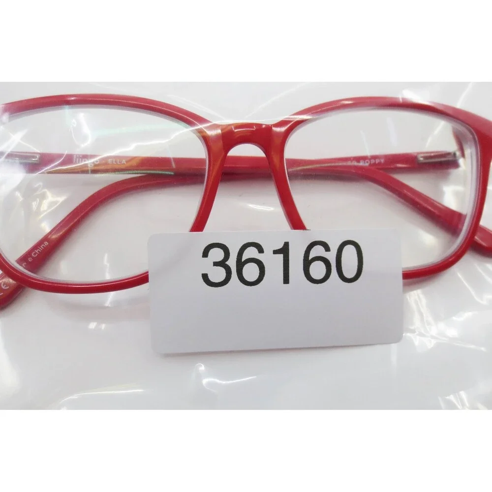 Liingo Ella Eyeglasses Poppy Red 48-15-130 Rectangular Frames Demo Lenses
